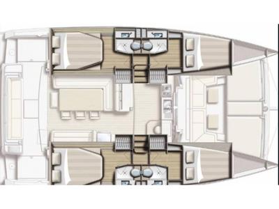 Floor plan of BlueRay, a Bali 4.1 catamaran at Port Elizabeth, Saint Vincent and the Grenadines