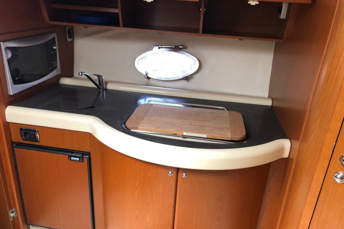 Galley of Fido, a Gobbi 425 motorboat at Općina Sveti Filip i Jakov, Croatia