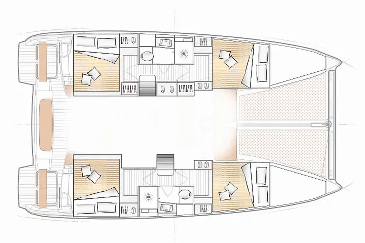 Floor plan of SAVAGE, a Excess 11 catamaran at Palma de Mallorca, Spain