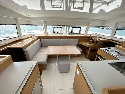 Salon of SAVAGE, a Excess 11 catamaran at Palma de Mallorca, Spain