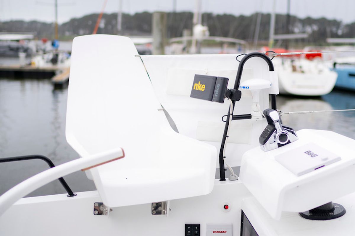 Cockpit of Avel Vaez, a Marsaudon Composites ORC 57 catamaran at Alameda, United States
