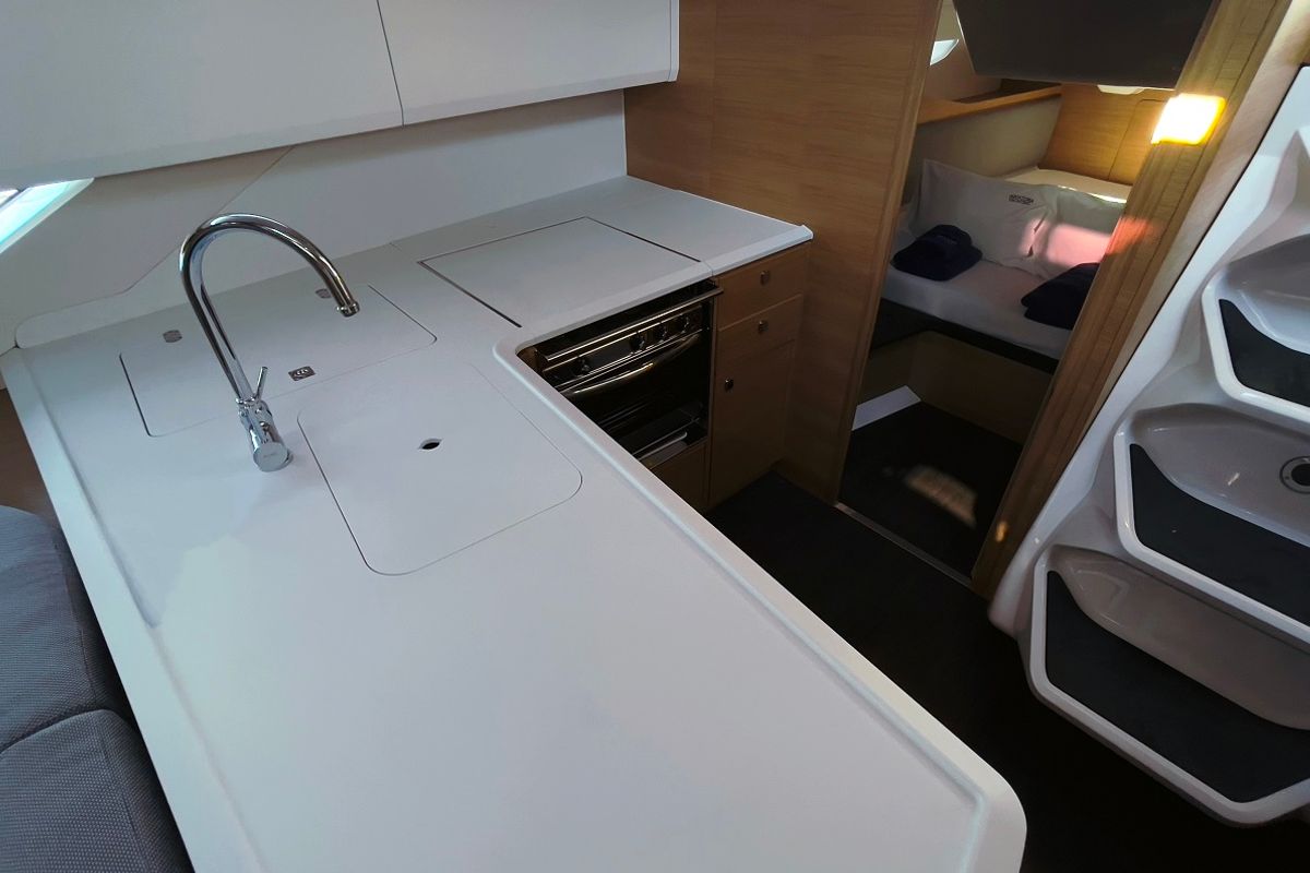 Galley of Iron Man, a Elan E6 sailboat at Pirovac, Croatia