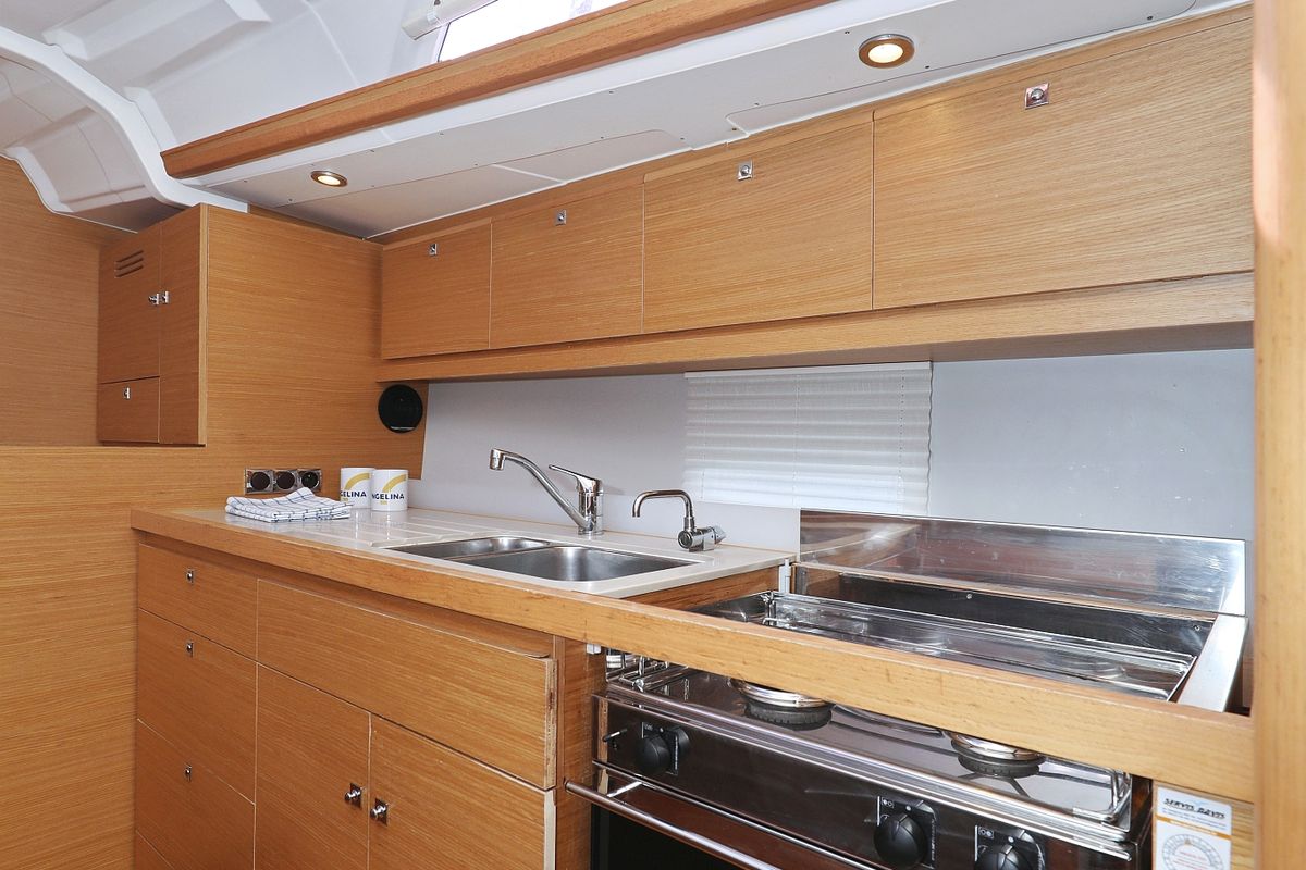 Galley of Air Princess, a Dufour 430 GL sailboat at Grad Biograd na Moru, Croatia