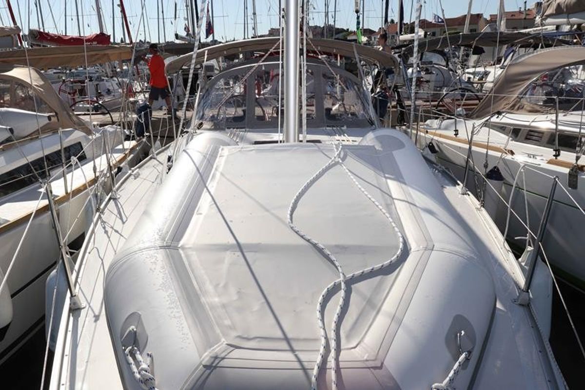 Deck of Aria, a Bavaria Cruiser 34 sailboat at Grad Biograd na Moru, Croatia