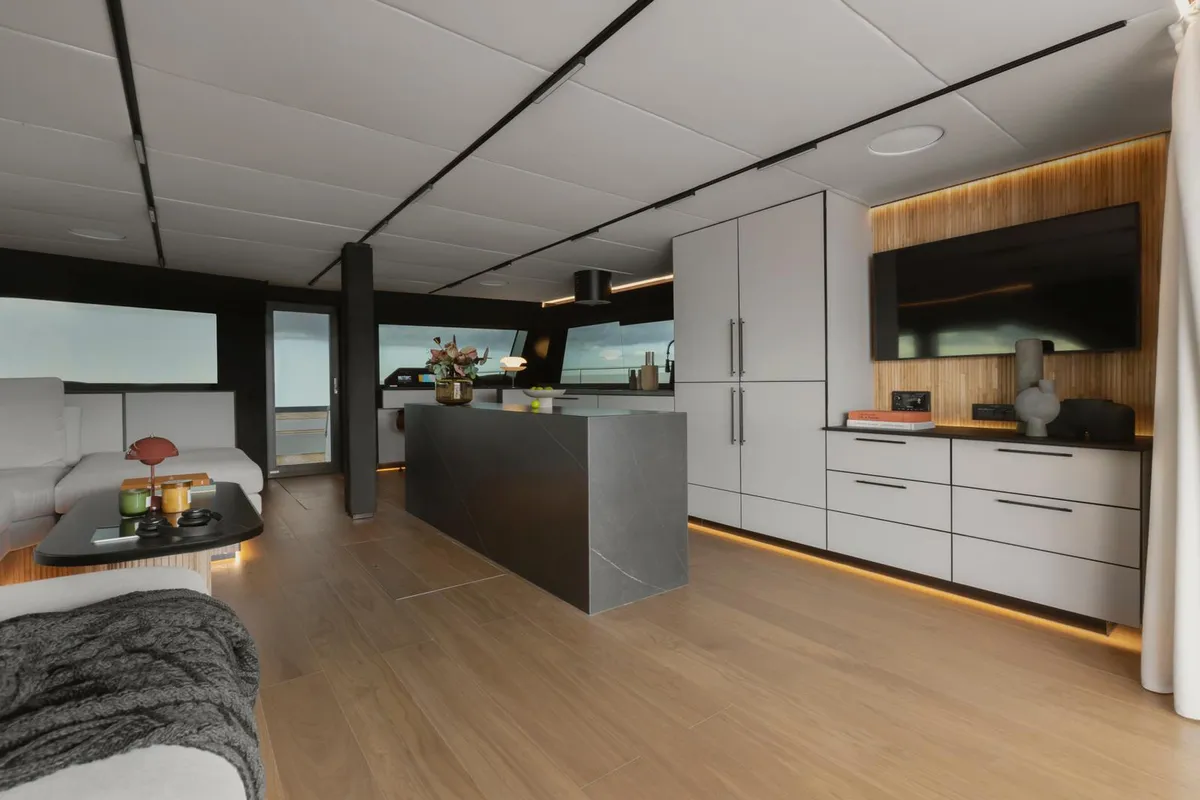 Galley of Moonlight, a Gulet Moon Sail 60 catamaran at Lavreotiki Municipal Unit, Greece