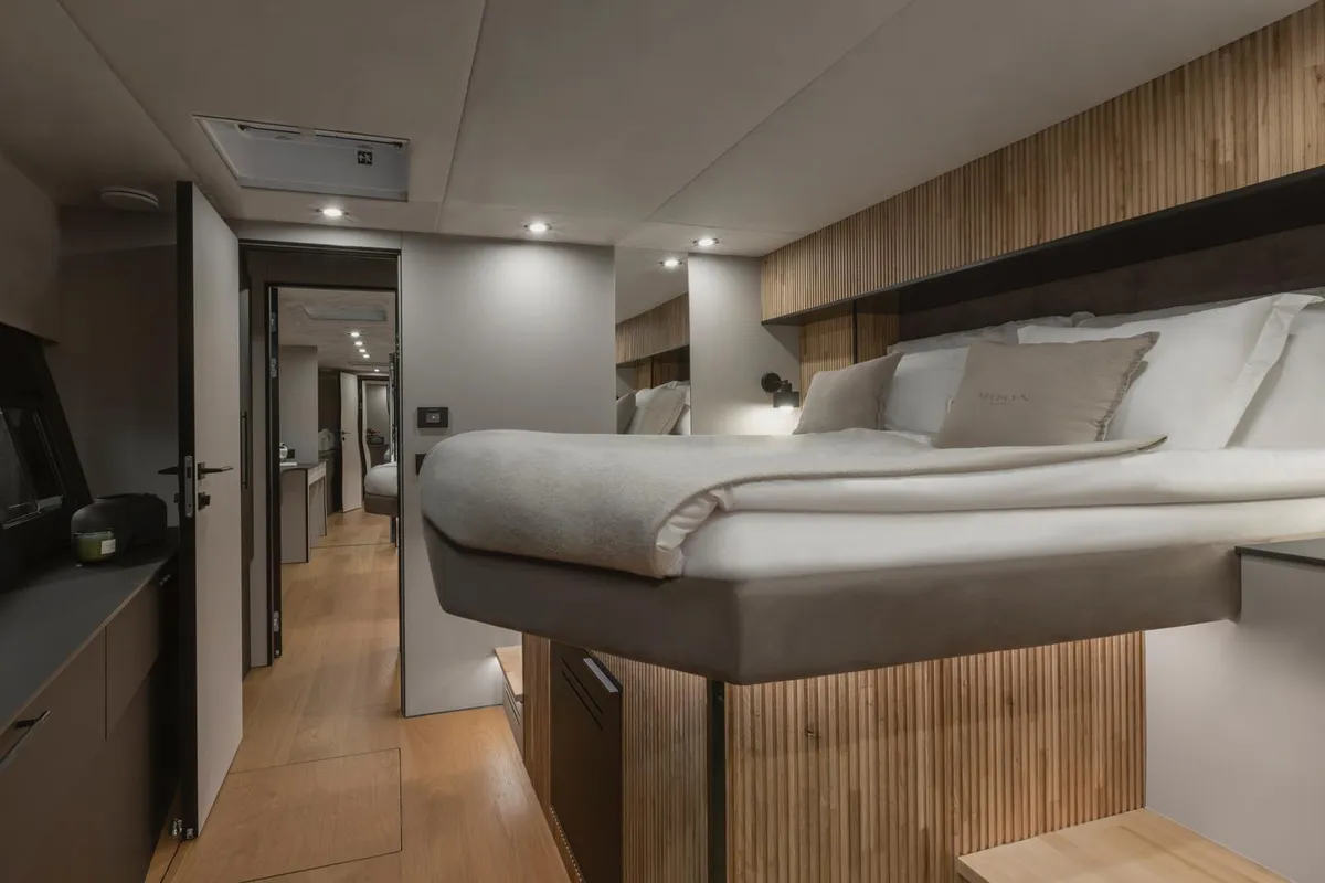 Cabin on Moonlight, a Gulet Moon Sail 60 catamaran at Lavreotiki Municipal Unit, Greece