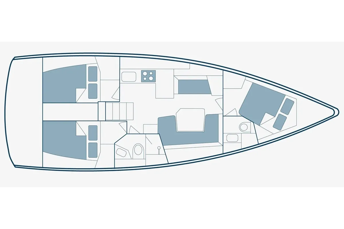 Floor plan of Kos , a Beneteau Oceanis 41.1 sailboat at Municipal Unit of Lefkada, Greece