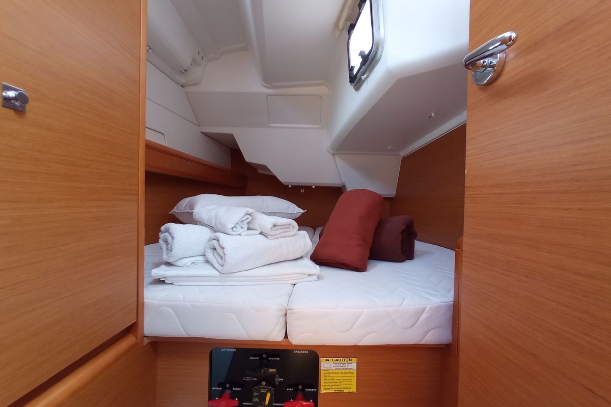 Cabin on Fearless, a Jeanneau Sun Odyssey 379 sailboat at Municipal Unit of Lefkada, Greece