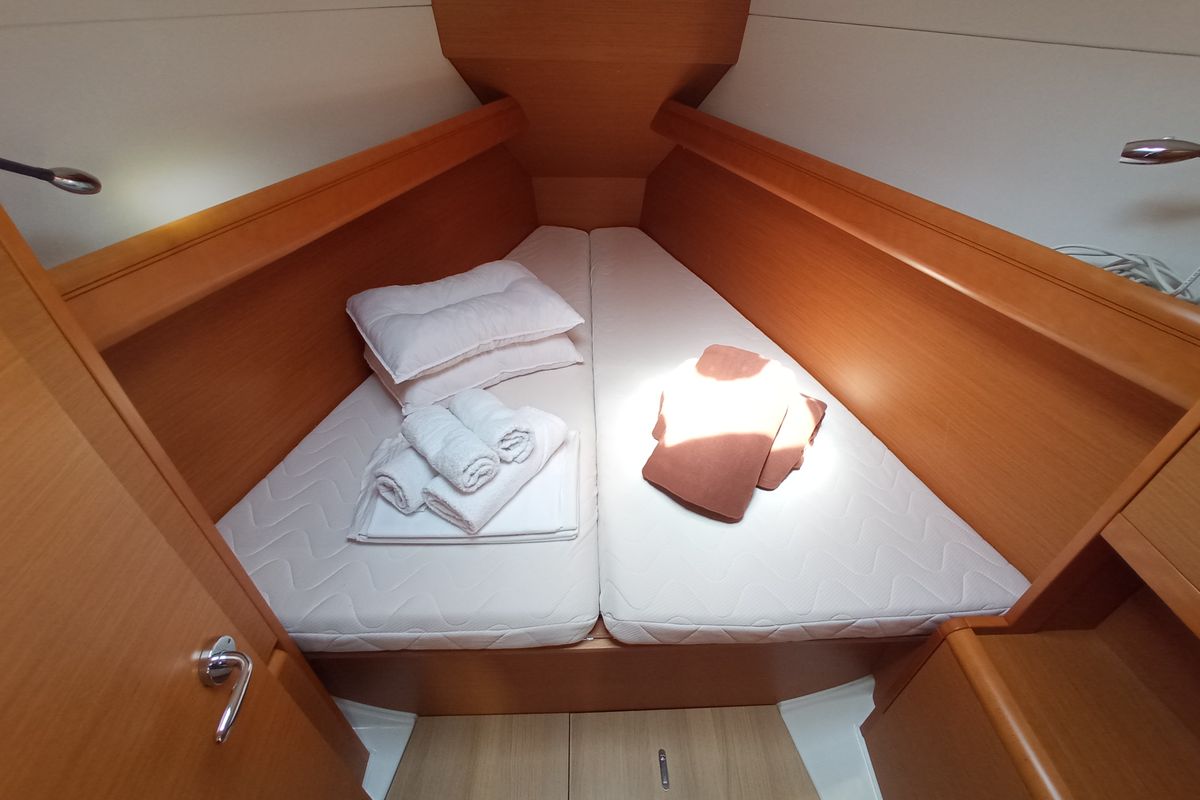 Cabin on Fearless, a Jeanneau Sun Odyssey 379 sailboat at Municipal Unit of Lefkada, Greece