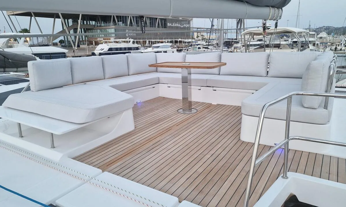 Deck of Art J, a Aventura Catamarans Aventura 45 catamaran at Pirovac, Croatia