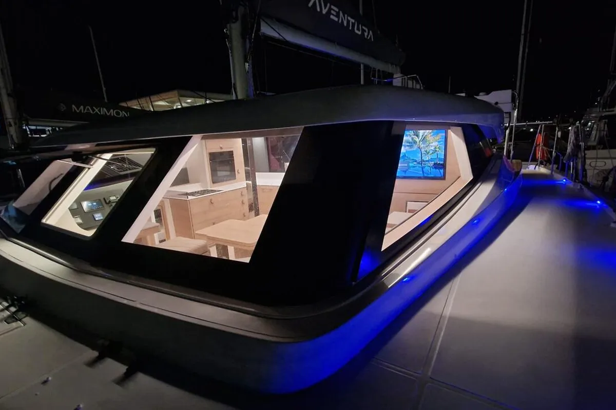 Exterior view of Art J, a Aventura Catamarans Aventura 45 catamaran at Pirovac, Croatia