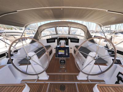 Cockpit of Sweet Summer, a Hanse Yachts Hanse 388 sailboat at Grad Kaštela, Croatia
