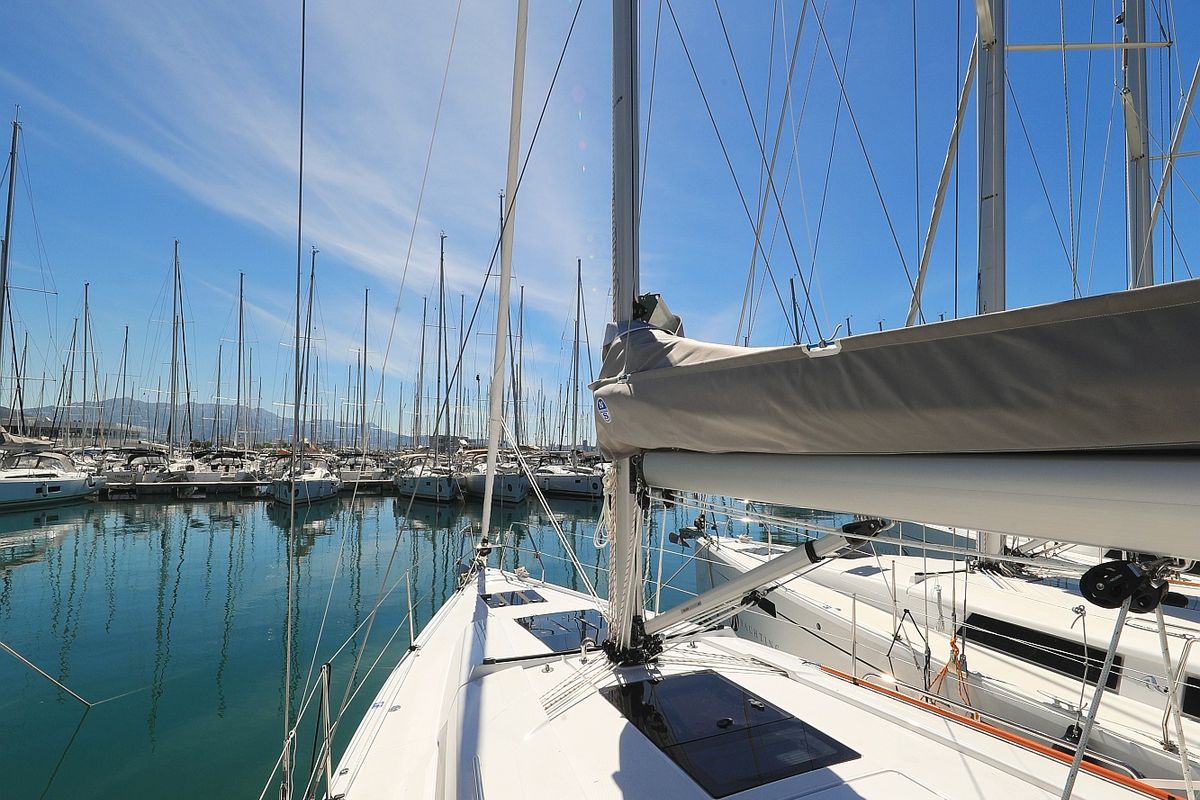 Deck of Sweet Summer, a Hanse Yachts Hanse 388 sailboat at Grad Kaštela, Croatia