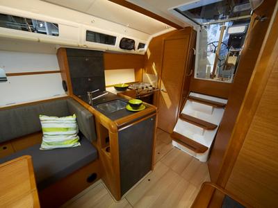 Galley of Bravo Kiss, a Jeanneau Sun Odyssey 349 sailboat at Dubrovnik, Croatia