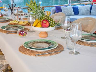 Deck of Hangover, a Gulet Gulet gulet at Marmaris, Turkey