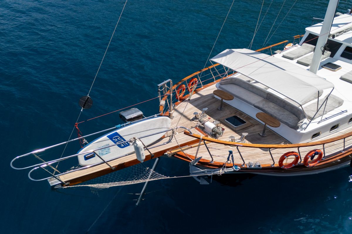 Deck of Hangover, a Gulet Gulet gulet at Marmaris, Turkey
