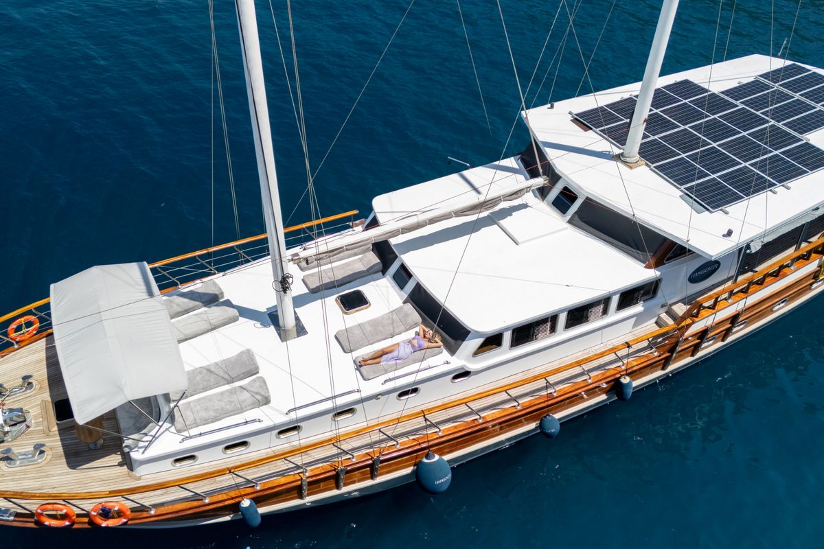 Deck of Hangover, a Gulet Gulet gulet at Marmaris, Turkey