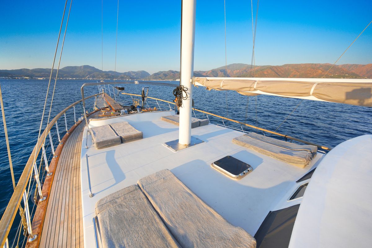 Deck of Hangover, a Gulet Gulet gulet at Marmaris, Turkey