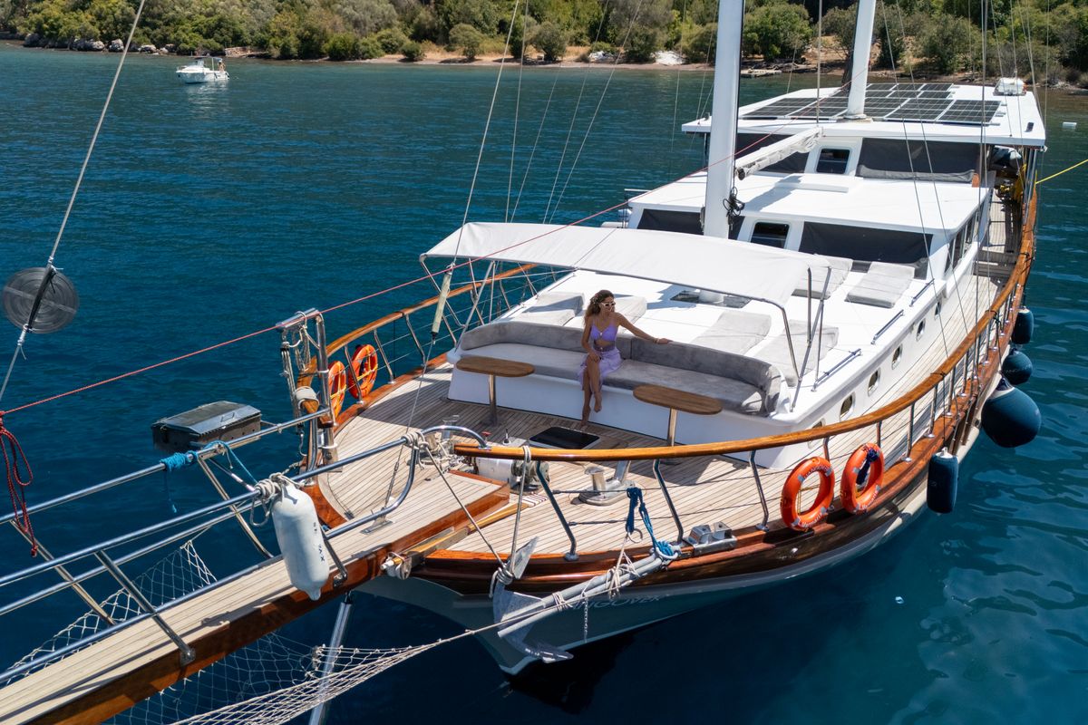 Deck of Hangover, a Gulet Gulet gulet at Marmaris, Turkey
