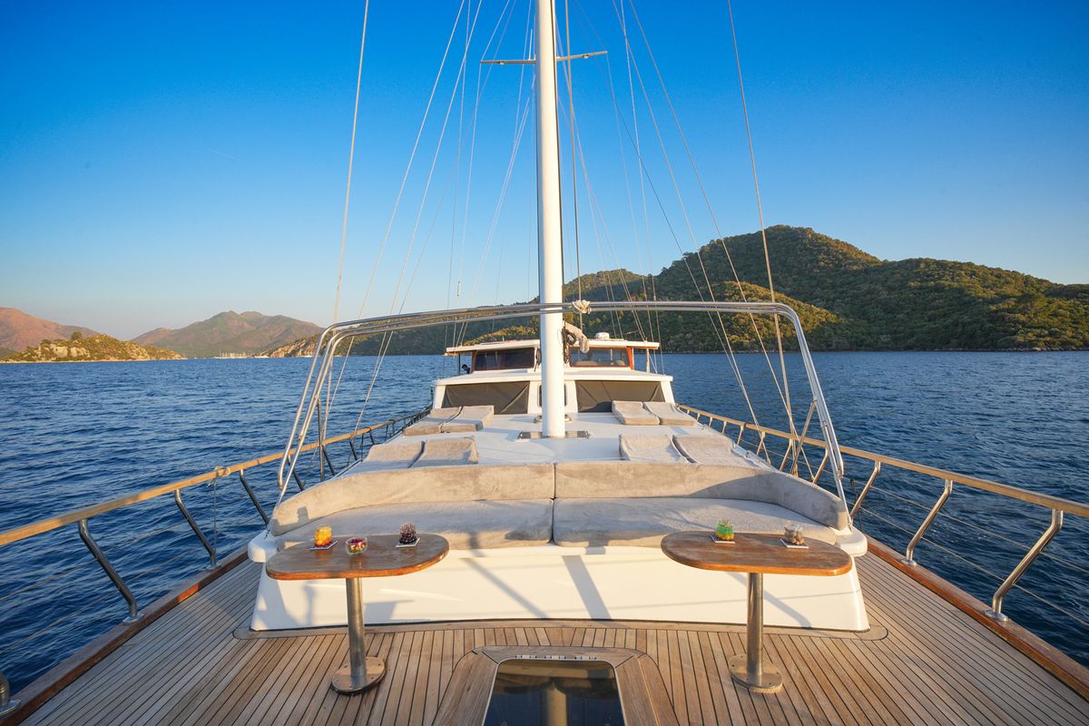 Deck of Hangover, a Gulet Gulet gulet at Marmaris, Turkey