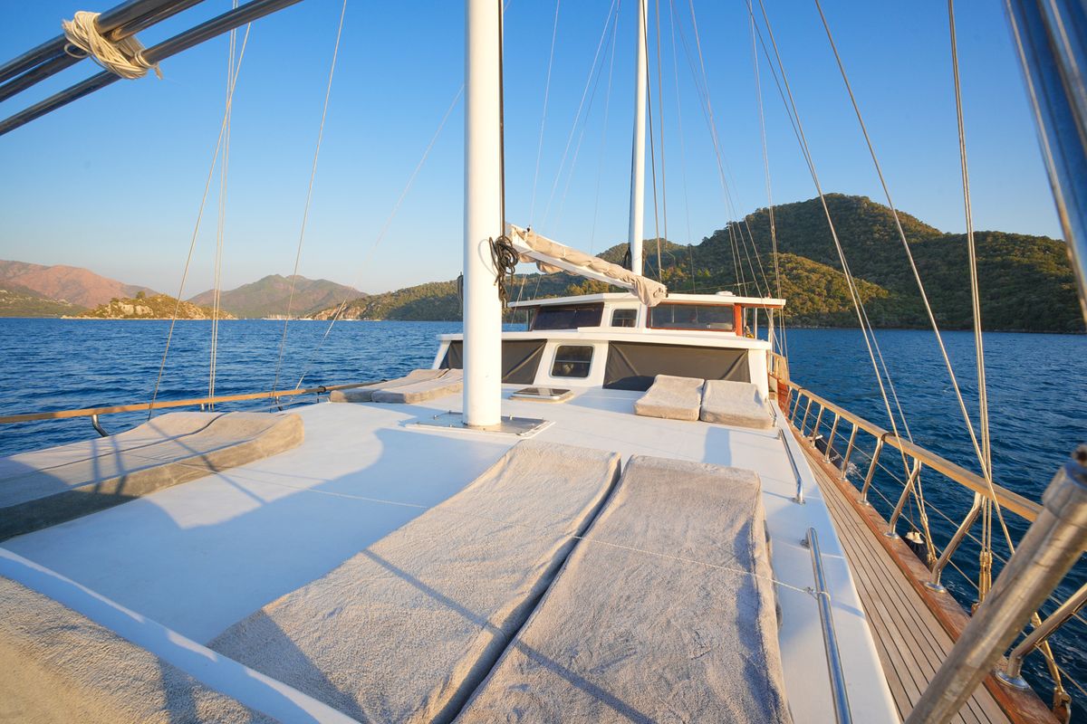 Deck of Hangover, a Gulet Gulet gulet at Marmaris, Turkey