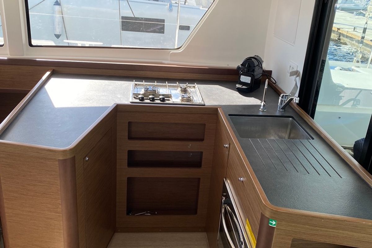 Galley of Proxima Centauri, a Lagoon 42 catamaran at Tonnarella, Italy