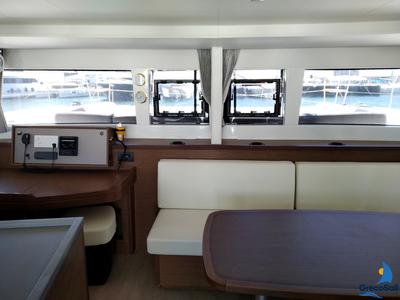 Salon of Grecostar, a Lagoon 450 Fly catamaran at Athens, Greece