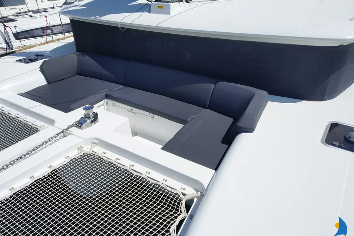 Deck of Grecostar, a Lagoon 450 Fly catamaran at Athens, Greece