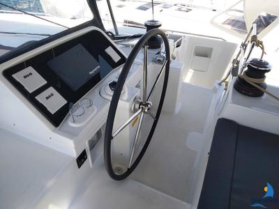 Cockpit of Grecostar, a Lagoon 450 Fly catamaran at Athens, Greece