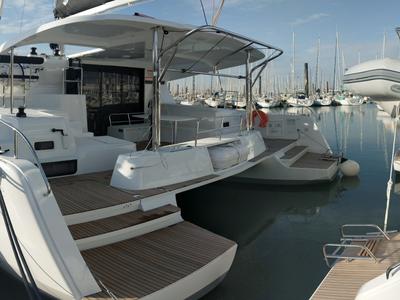 Deck of Kit Cat, a Lagoon 42 catamaran at Athens, Greece
