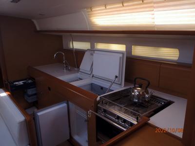 Galley of Mayflower, a Jeanneau Sun Odyssey 519 sailboat at Benitses, Greece