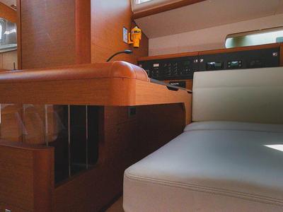Salon of Mayflower, a Jeanneau Sun Odyssey 519 sailboat at Benitses, Greece