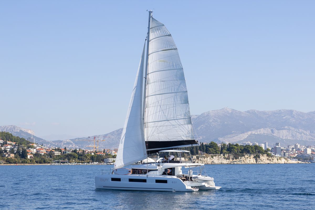 Exterior view of REALITY, a Lagoon 51 catamaran at Split, Croatia