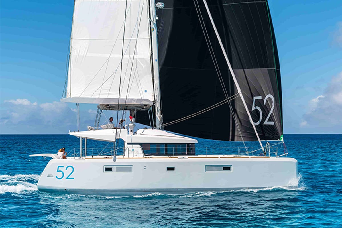 Cockpit of LinaHanna, a Lagoon 52 F catamaran at Grad Šibenik, Croatia