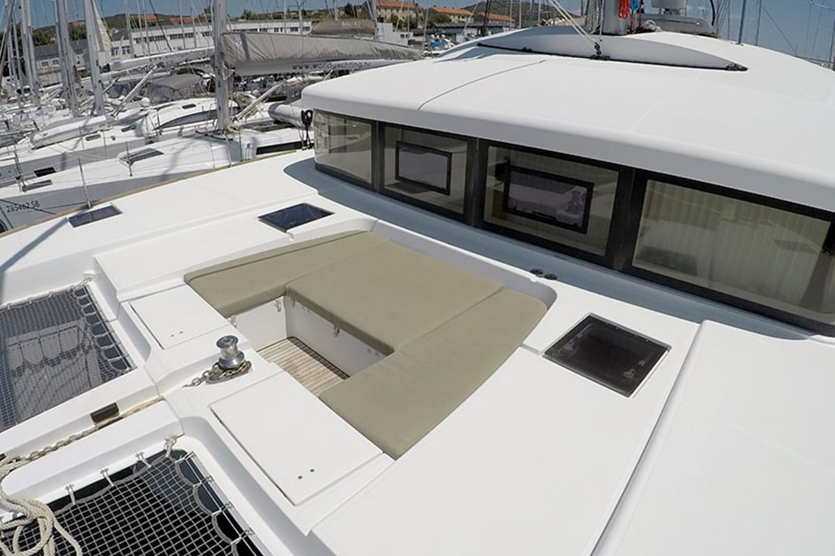 Exterior view of LinaHanna, a Lagoon 52 F catamaran at Grad Šibenik, Croatia