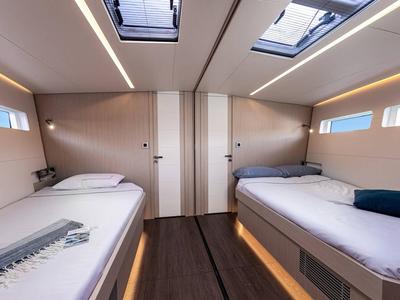 Cabin on Elyvian Breeze, a Jeanneau 60 sailboat at Santa Maria di Leuca, Italy