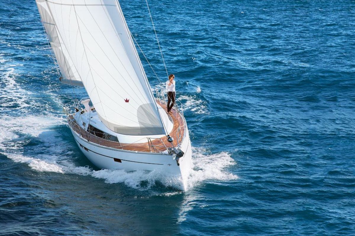 Exterior view of MH 86, a Bavaria Cruiser 46 sailboat at Murter, Croatia