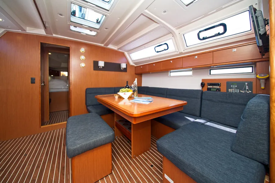 Salon of MH 53, a Bavaria Cruiser 46 sailboat at Murter, Croatia