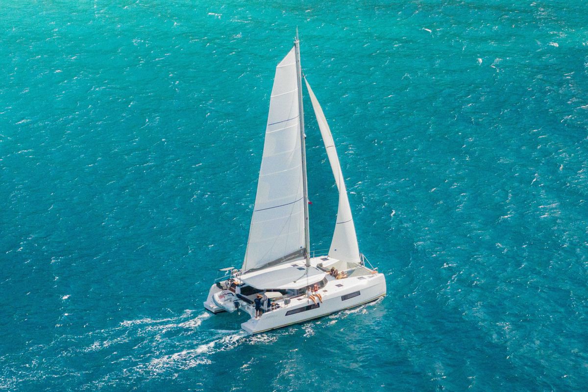 Exterior view of Carpe Diem, a Nautitech Rochefort Nautitech 44 Open catamaran at Road Town, British Virgin Islands