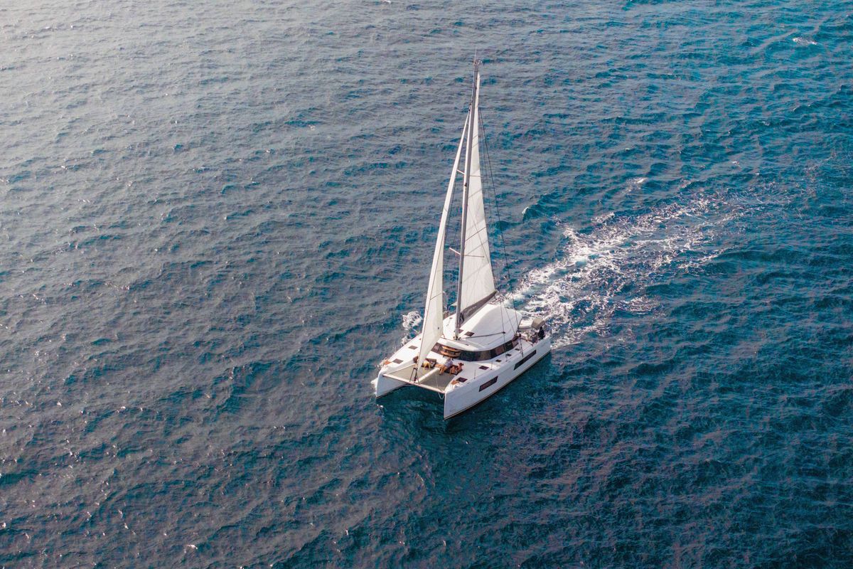 Exterior view of Carpe Diem, a Nautitech Rochefort Nautitech 44 Open catamaran at Road Town, British Virgin Islands