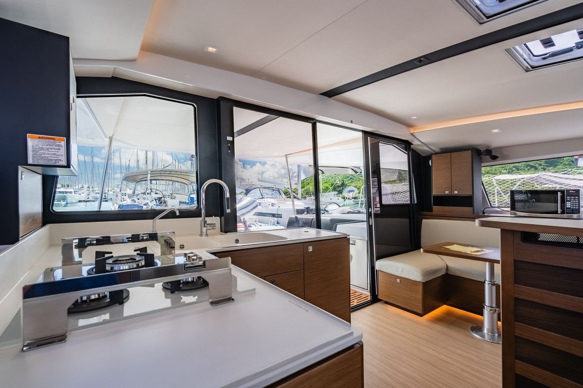 Galley of Carpe Diem, a Nautitech Rochefort Nautitech 44 Open catamaran at Road Town, British Virgin Islands