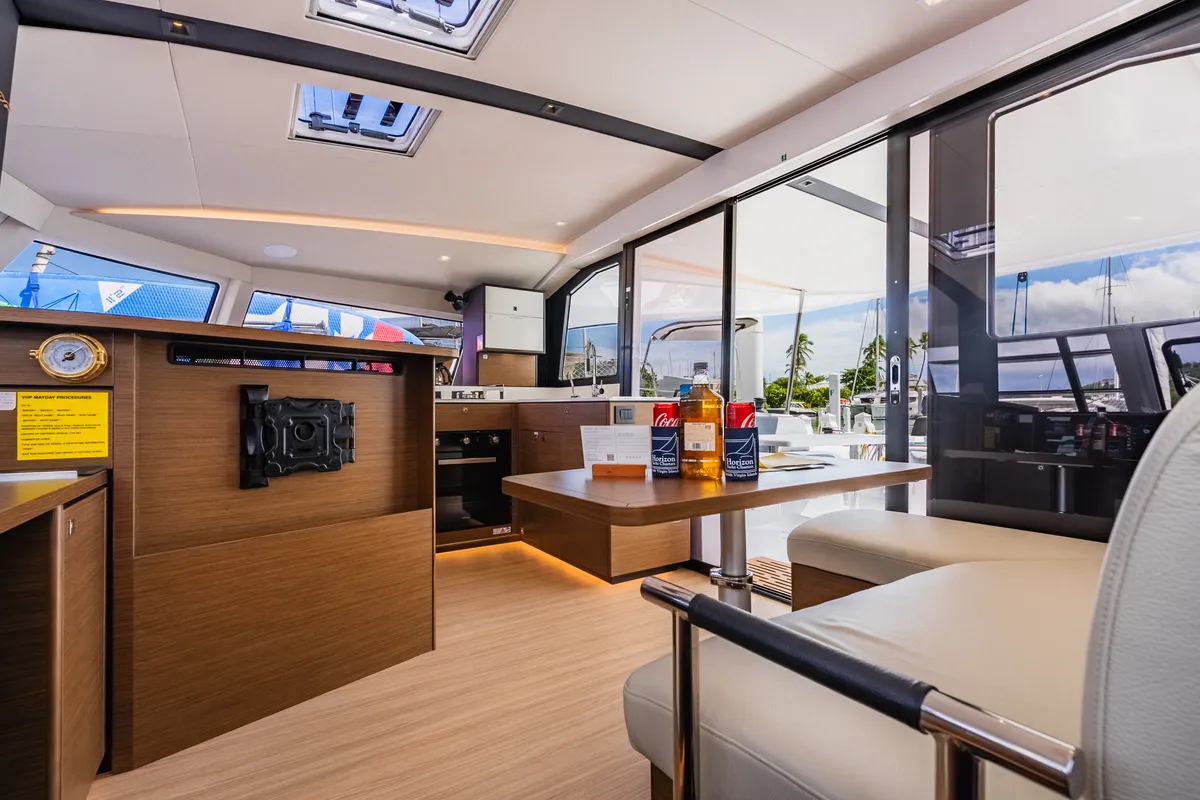 Salon of Carpe Diem, a Nautitech Rochefort Nautitech 44 Open catamaran at Road Town, British Virgin Islands
