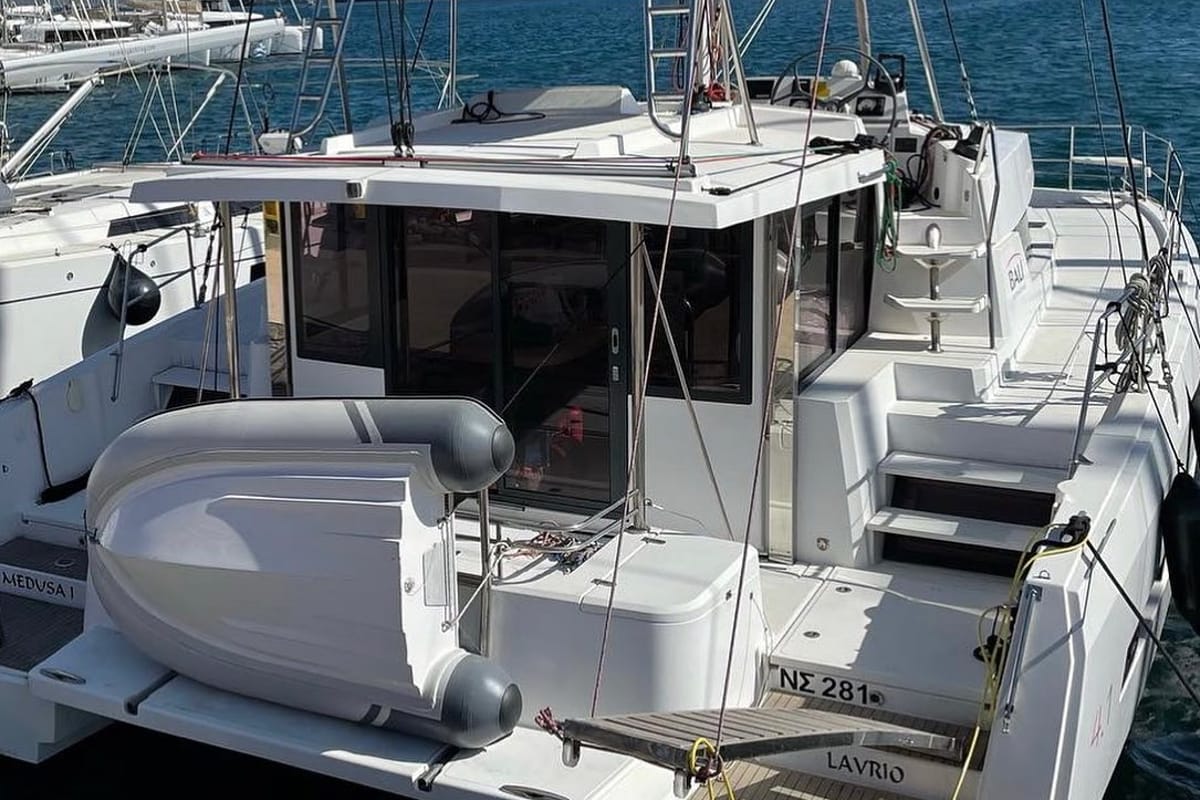 Galley of Medusa I, a Bali 4.1 catamaran at Municipal Unit of Lefkada, Greece