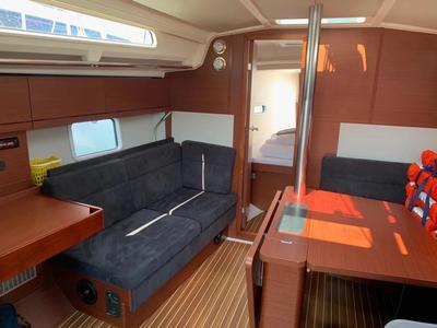 Salon of Cassis, a Hanse Yachts Hanse 388 sailboat at Seget Donji, Croatia