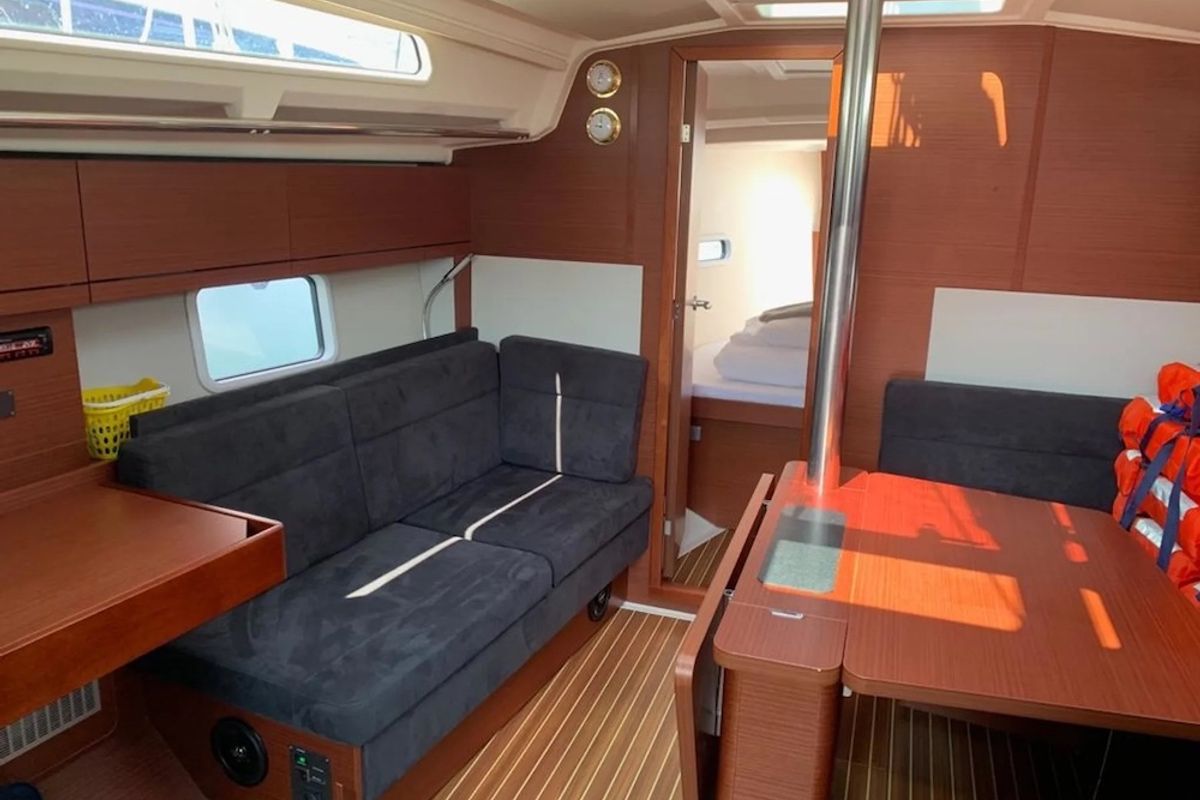 Salon of Cassis, a Hanse Yachts Hanse 388 sailboat at Seget Donji, Croatia