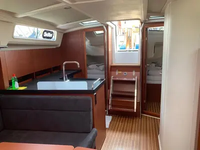Galley of Cassis, a Hanse Yachts Hanse 388 sailboat at Seget Donji, Croatia
