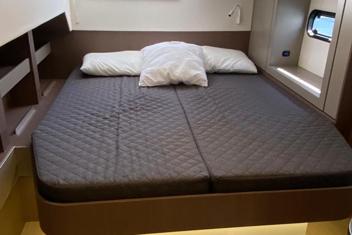 Cabin on NADIR, a Bali 4.6 catamaran at Capo d'Orlando, Italy