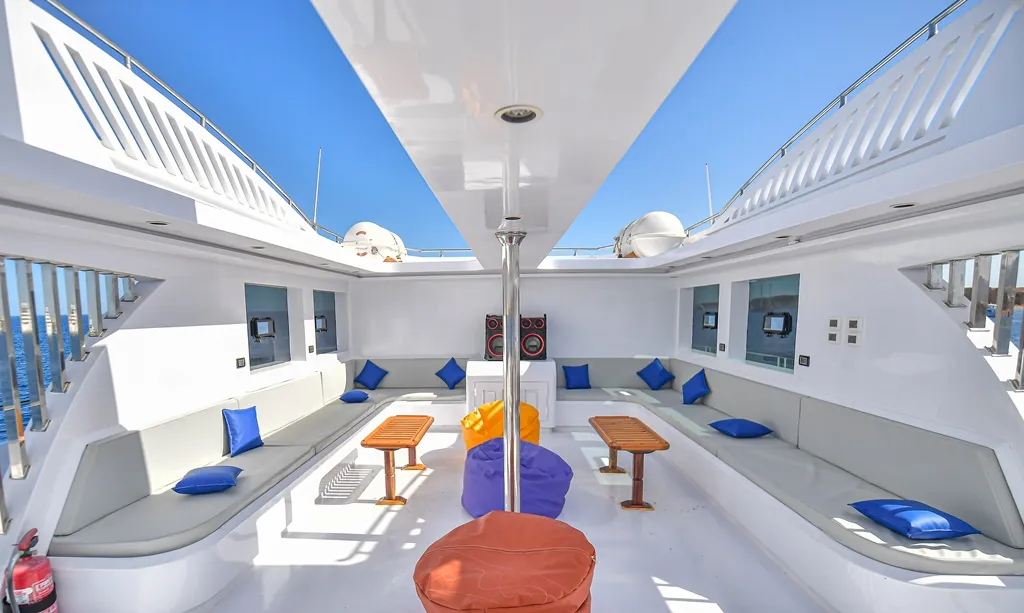 Deck of Twin bed cabin lower deck 3, a Gulet Luxury Motor Yacht motorboat at Sharm El Sheikh, Egypt