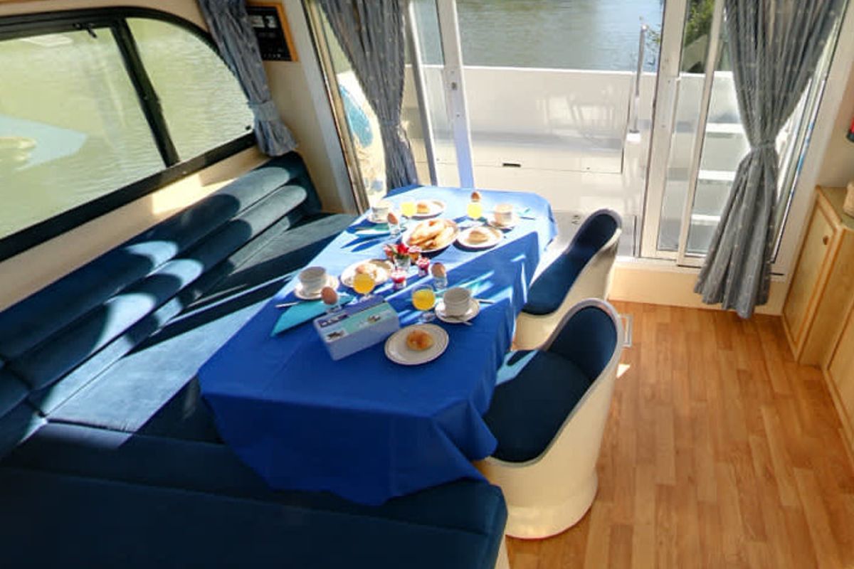 Salon of Caprice, a Cygnet Caprice motorboat at Connaught Harbour, Ireland