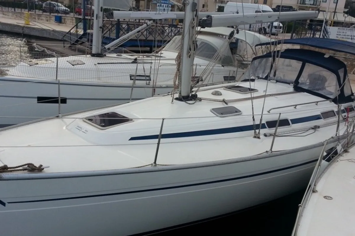 Exterior view of Limnos, a Bavaria 38 sailboat at Athens, Greece